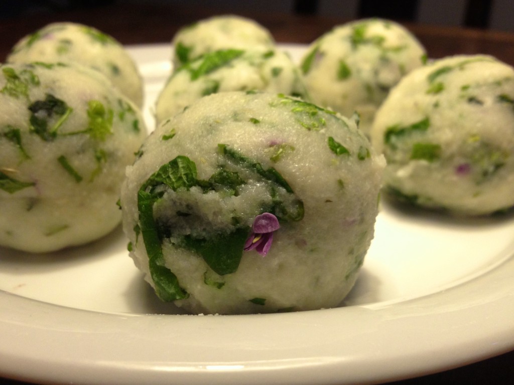 Wildkräuter-Knödel mit Frühlingskräutern